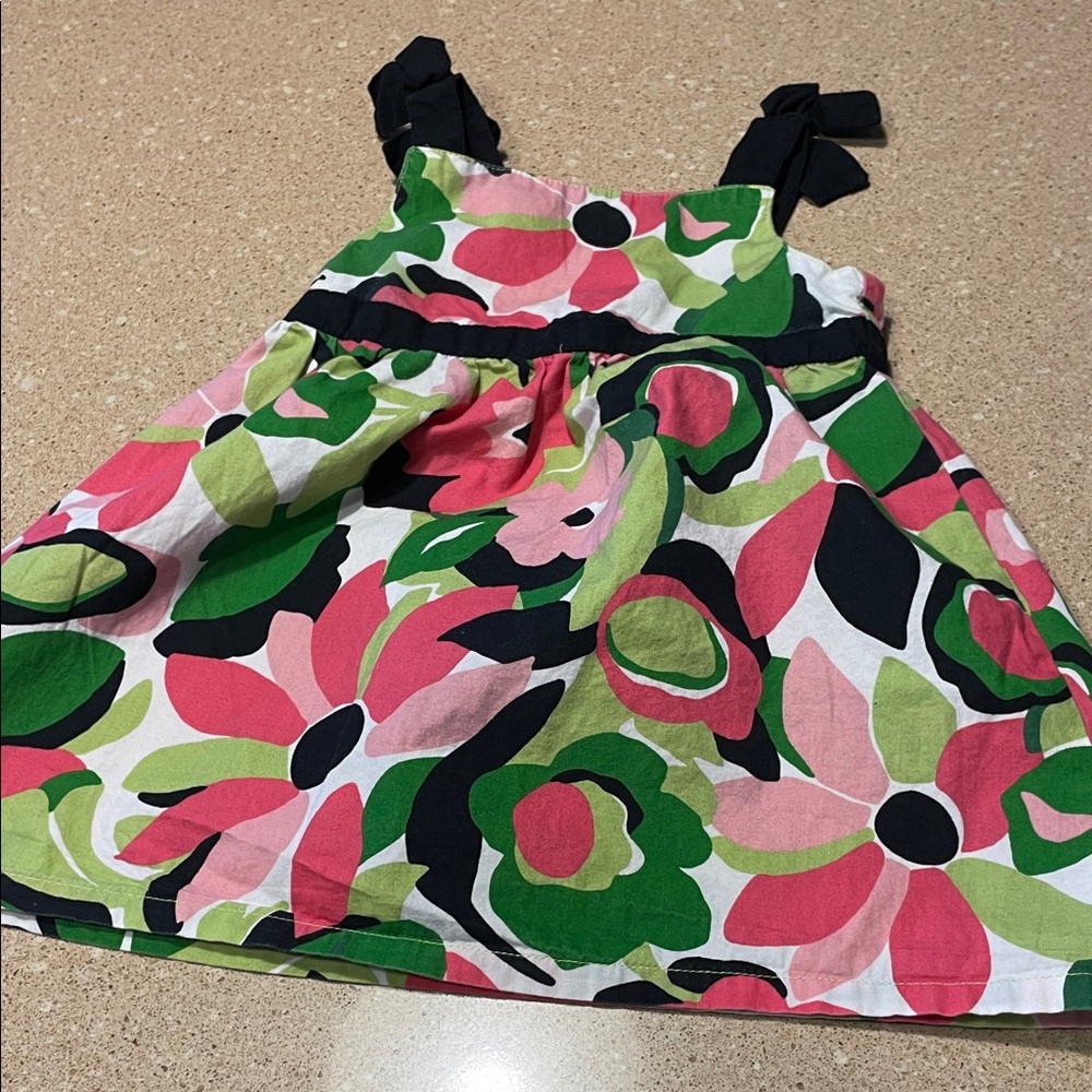 Gymboree Pink & Green Abstract Floral Sundress